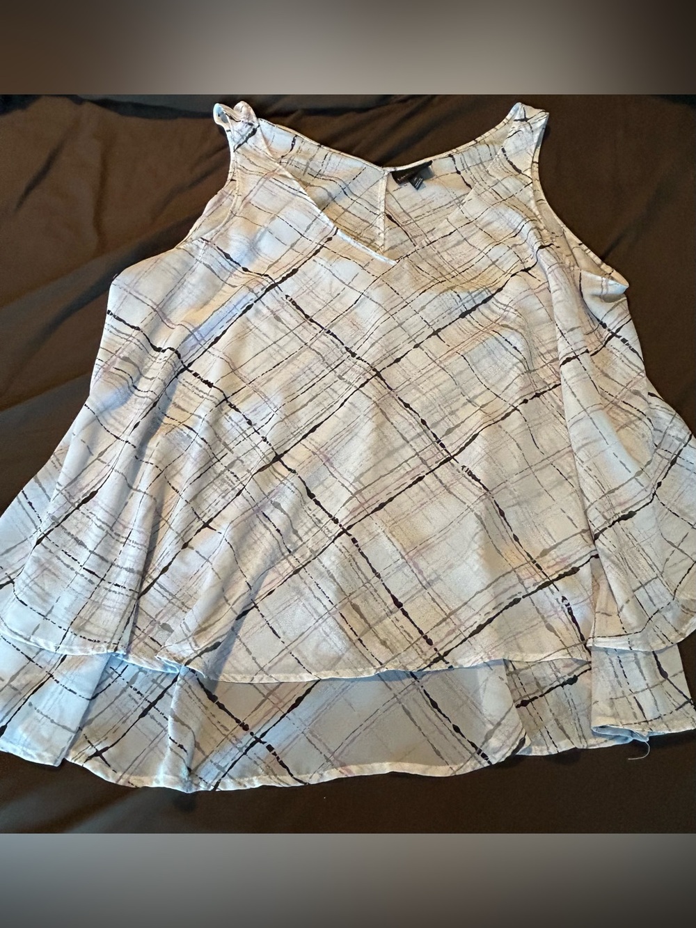 Lane Bryant Pale Blue Printed V-Neck Blouse